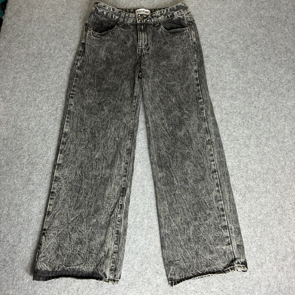 Disclosure Women 9/29 30x30 Gray Acid Wash Wide Leg High Rise Denim Jeans